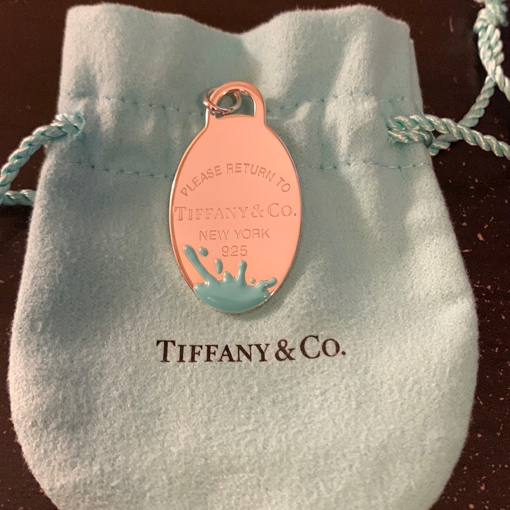 Tiffany Blue Splash Oval Charm